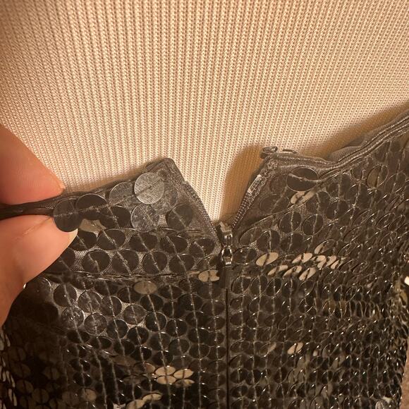 Lime Nite 80's Vintage Black Sequin 3 Spaghetti Straps Cocktail Party Dress Sz 8 - Picture 6 of 9